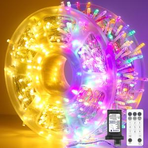 600 LED Christmas Lights Outdoor Waterproof, 246FT Twinkle Lights, Color Changing String Lights with 11 Lighting Modes, Timing, Christmas Decoration-Multicolor to Warm White