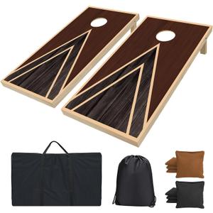 Cornhole Boards Set - Regulation Size 4x2/3x2ft Solid Wood Corn Hole Game Set with 8 Bean Bags and 2 Cornhole Boards - Perfect for Outdoor Game