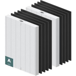 115115 HEPA Replacement Filter A for Winix PlasmaWave Air Purifier C535 5300 5300-2 6300 6300-2 P300 C909 9800, 2 x True HEPA Size 21 Filter + 8 x Activated Carbon Pre-Filters