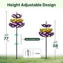 A ANLEOLIFE Wind Spinners Outdoor, 77" Large Metal Kinetic Wind Sculptures for Garden, 360 Degrees Swivel Yard Art with Welcome Sign and Flag Decoration