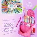 2 x Magnetic Standing Pencil Case for Girls - Back to School Stuff, Cute Strawberry Standing Zipper Pencil Case, Large Capacity Stand up Pen Bag, Stationery Pen Holder, Study Supplies for Students