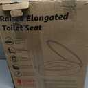 ELONGATED toilet seat risers for seniors, Slow Close, Elevated toilet seat, Heavy Duty, Never Loosen, Raised toilet seat elongated bowl, White(18.5)