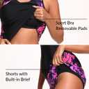 Yonique Women Tankini Swimsuit with Shorts - Tummy Control Two Piece Bathing Suit Swimwear with Sporty Pockets (Black, M)