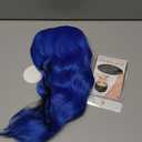 Miuric Blue Wig for Women Short Wavy Wigs with Bangs Bob Curly Wig Women's Colorful Wigs Shoulder Length Synthetic Heat Resistant Fiber Wigs for Cosplay Halloween Costume Party(14 Inches)