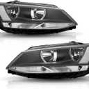 Headlights Assembly Compatible With 2011-2018 Volkswagen Jetta MK6 Seden & Hatchback Headlamp W/O DRL, NOT Fit Sport Wagon Models, Black Housing Clear