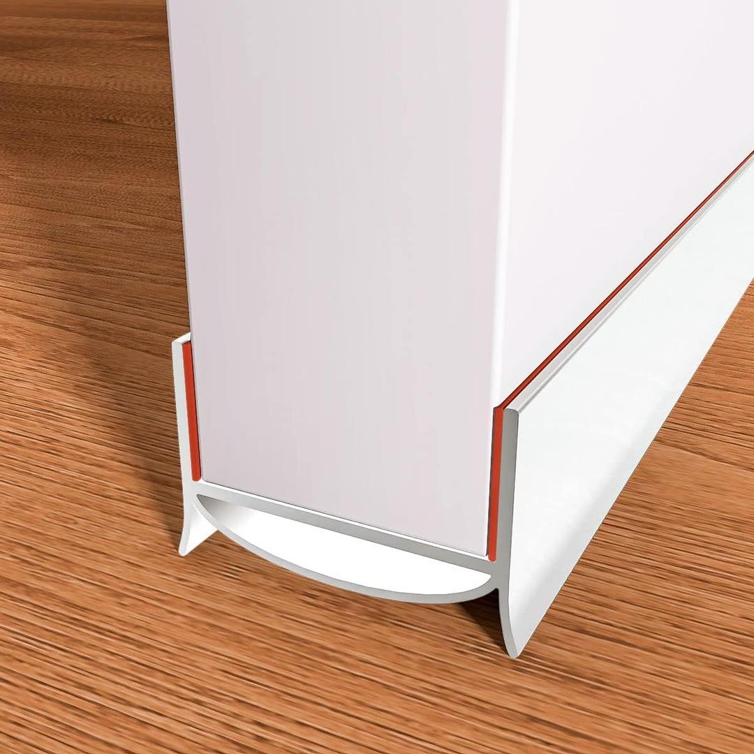 Door Draft Stopper for Bottom of Door, PVC Door Bottom Seal Strip with Strong Adhesive, Cuttable Door Sweep for Exterior & Interior Doors, Blocks Drafts, Dust, Noise & Cold Air, 36 Inch. (1, White)