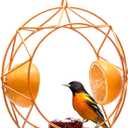 MEKKAPRO Sun Baltimore Oriole Feeder for Outdoors, Jelly and Orange Metal Bird Feeder, Unique Sun Design and Bright Color Oriole Bird Feeder, Open Top Hook, UV-Resistant Powder-Coated Steel (Single)