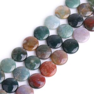 GEM-Inside Natural 20mm Coin Indian Agate Gemstone Loose Beads Energy Stone Handmade Beads for Jewelry Making Jewelry Beading Supplies for Women