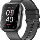 Smart Watches for Men Women, 1000mAh Battery Life Smart Watch for Android and iPhone Compatible, Fitness Tracker with Heart Rate/Sleep Monitor, 100+ Sports Modes, IP68 Waterproof (Black)