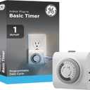 GE 24Hour Mechanical Outlet Timer Switch, Single Polarized Plugin Control for Indoor Lighting, Lamps, Christmas Trees and Seasonal Decor (1 Pack), 15119