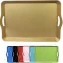 Gold Decorative Tray for Coffee Table with Handles, Plastic Rectangular Serving Tray for Living Room, Bathroom, Outdoors, 11.8"*17.3"