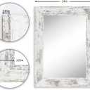 Syndra Wood Mirror with Frame, Rustic 24X32 Inch Wall Mounted Vanity Mirror with Large Wood Frame, Farmhouse Bathroom Mirror for Bedroom, Living Room, Entryway Wall Decor(White)
