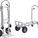 VEVOR Aluminum Truck, 2 in 1, 800 lbs Load Capacity, Heavy Duty Industrial Convertible Folding Hand Truck and Dolly, Utility Cart Converts from Hand Truck to Platform Cart with Rubber Wheels (19.7" x 46.5" x 40.6")