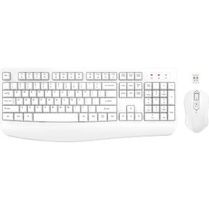 Wireless Keyboard and Mouse Combo, EDJO Full-Sized Ergonomic Computer Keyboard with Wrist Rest and 3 Level DPI Adjustable Wireless Mouse for Windows, Mac OS Desktop/Laptop/PC (White)