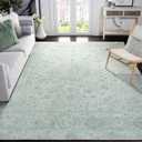 5x7 Area Rugs, Washable Floral Boho Large Rugs, Non Slip Low Pile Ultra-Thin Carpet, Indoor Door Mat for Living Room, Kids Playroom, Bedroom, Girls Dorm, Nursery (Vintage Green Floral)
