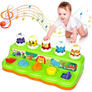 Duchong Toys for 1 Year Old Boys Girls, Interactive Pop up Toy with Music & Light, Early Learning Musical Toys for Toddlers 1-3, Birthday Gifts for Babys Infants 6-9-12-18 Months