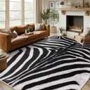 Zebra Rug Area Rugs for Living Room, 8x10 Large Animal Print Rug Machine Washable for Bedroom Dining Room Western Home Decor Non-Slip Low Pile Indoor Floor Carpet