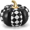 Thyle 8'' Black and White Checkered Pumpkins Fall Decoration