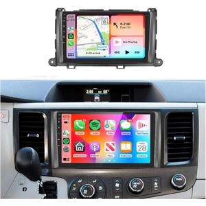 Hi-Fi 16EQ 2G+64G Android Radio for Toyota Sienna 2011-2014 Car Stereo with Wireless Carplay,Android Auto,9inch IPS Touch Screen Bluetooth GPS WiFi FM/RDS Backup Camera (Excludes JB-L AMP)