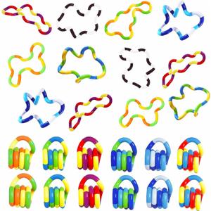 24PCS Quiet Twisty Fidget Toys Squeeze, Twist, and Spin Multicolored Sensory Toys for Kids and Adults, Stress Relief Toys & Educational Tools for Classroom,Alternative Gifts (Random Color)