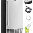 VEVOR Under Counter Ice Maker Machine, 80 Lbs/Day Stainless Steel Built-in Ice Maker with Drain Pump Reversible Door, 26lbs Storage Freestanding Ice Maker for Commercial Home Kitchen