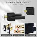 DSJJBLL 2 Pack Exterior Door Handle with Single Cylinder Deadbolt,Front Door Handle and Deadbolt Set,Matte Black Keyed Alike Heavy Duty Door Lever Locksets Right & Left Sided Doors