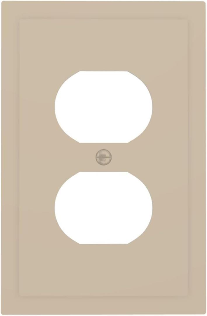 Khaki 1 Gang Duplex Outlet Covers Decorative Single Light Switch Covers Electrical Receptacle Wall Plate Plug Switch Plate Cover Dimmer Dual Outlet Faceplate for Bedroom Decor