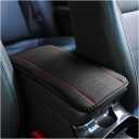 8sanlione Car Armrest Storage Box Mat, Fiber Leather Car Center Console Cover, Car Armrest Seat Box Cover Accessories Interior Protection for Most Vehicle, SUV, Truck, Car (Black/Red)