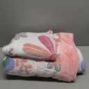 Full Fluffy Comforter Set, Cute Botanical Flowers Print Fleece Bedding Set for Girls Women, Super Soft Fuzzy Bed Set with Pillowcase for Nursery & Kids Teen's Bedroom