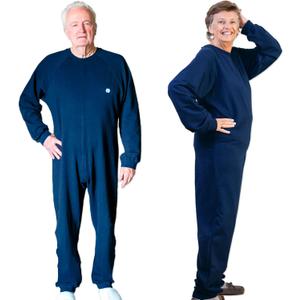 Premium, Unisex, Cotton, Anti-Strip & Incontinence Onesie/Jumpsuit - Clothing for Alzheimer's and Dementia (Large (Pack of 1), Navy Blue)