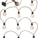 Vintage Solar String Lights - 10Ft Hemp Rope with 10 Amber LED Bulbs, Waterproof Shatterproof Outdoor Lights for Patio, Garden, Wedding & Party Decor (Warm White)