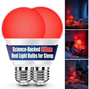 Neporal 7W 670nm Red Light Bulbs for Sleep, 100% Blue Light Blocking Bulb, Red Light Night Light for Melatonin Promoting, A19 60W Equivalent Dim Light Bulbs for Bedroom, Baby Nursery, Reading,2 Pack