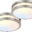hykolity 10 inch Flush Mount LED Ceiling Light Fixture, 17W 1100lm, 2700K/3000K/3500K/4000K/5000K Adjustable Ceiling Lights, Brushed Nickel Saturn Dimmable Lighting for Hallway Bathroom - 2 Pack