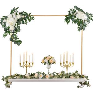 44" Tall Over the Table Rod Stand with Clamps, Adjustable Gold Metal Table Arch, Party Stands for Centerpiece Decorations, Wedding, Anniversary, Event, Home