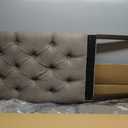 COLAMY Button Tufted Dining Chairs Set of 2, Parsons Upholstered Fabric Dining Room Chairs Kitchen Chairs with Wood Legs and Padded Seat, Taupe