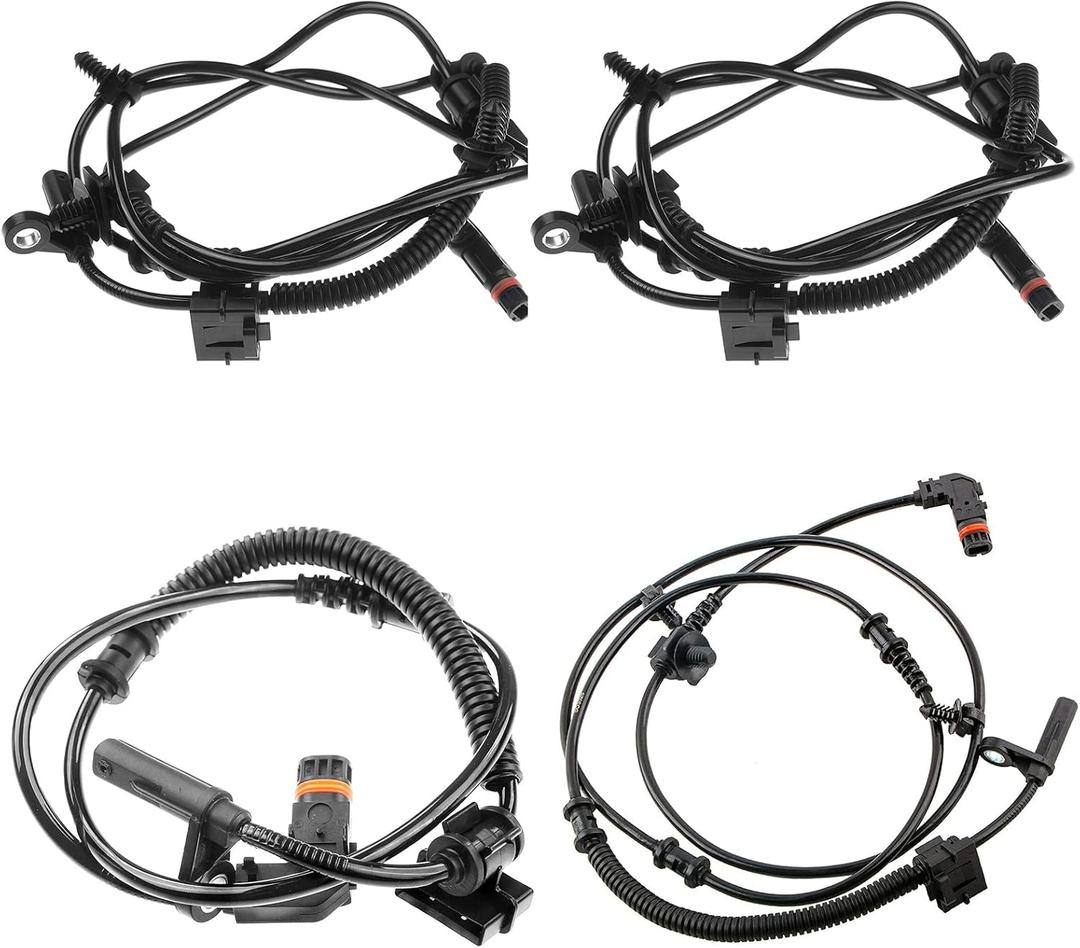 ABS Wheel Speed Senor for Front Left/Right and Rear Left 4779244AC 4779247AA, fit for Chrysler 300 2005-2010 Dodge Magnum Charger Challenger 2006-2009, 2pc Front 4779244AA, 2pc Rear Left 4779247AB