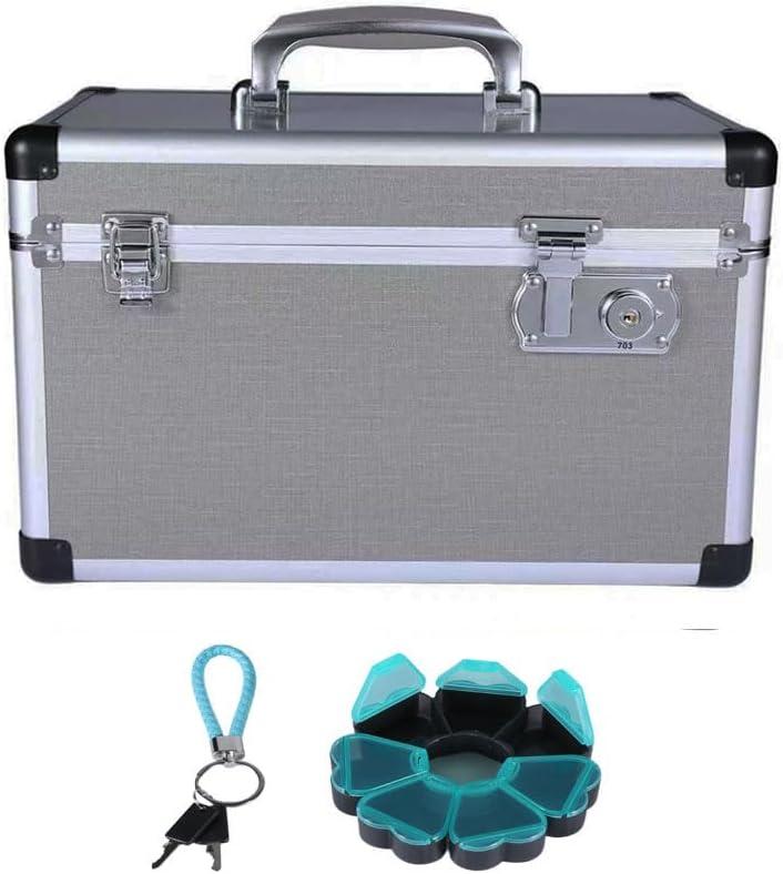 Upgrade Medicine Lock Box with Key X-Large Childproof Locking Medication Storage Box Grey