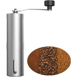 Manual Coffee Grinder, Multi Adjustable Settings, Portable Hand Coffee Grinder with Ceramic Burr & Detachable Hand Crank for Travel, Camping, Office, Espresso, Pour-Over and More