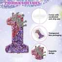 Crown Birthday Number Candle, 1st Birthday Candle for Cake Decoration, Purple Pink Glitter Number 1 Candles Cake Topper for Baby Girls Anniversary Celebration Party Supplies