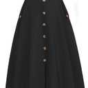 Women A Line Swing Skirt Black Midi Skirt High Waisted Skirts with Pockets Summer Skater XL