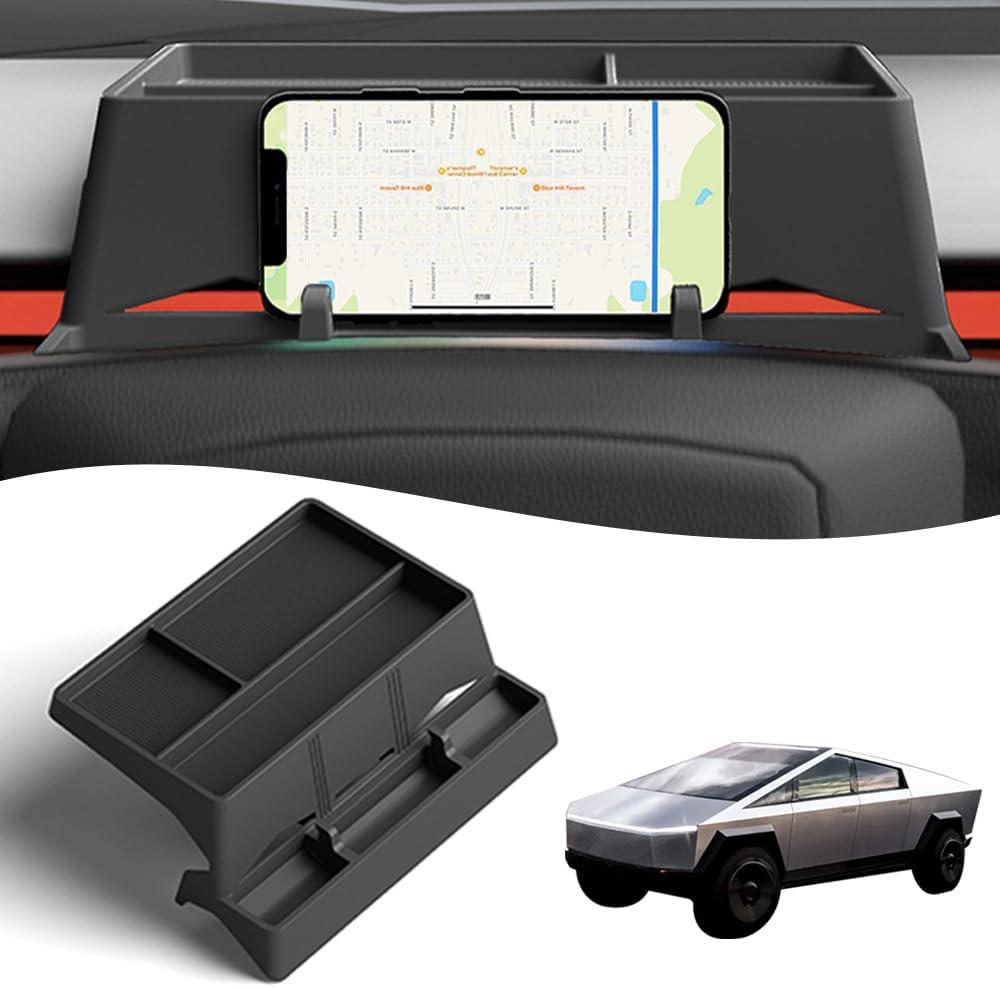 Center Console Dashboard Organizer Compatible with Tesla Cybertruck 2024 2025, Custom Behind Screen Silicone Storage Tray, Phone Holder, Storage Box, for Cybertruck Accessories