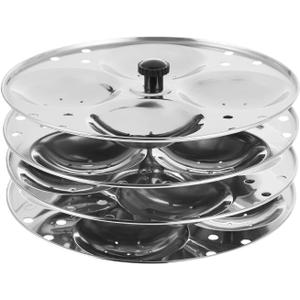 4 Rack Stainless Steel Idli Stand/Idli Maker Food Grade Idli Plates for Cooker 4x4 Plates 16 Idlis