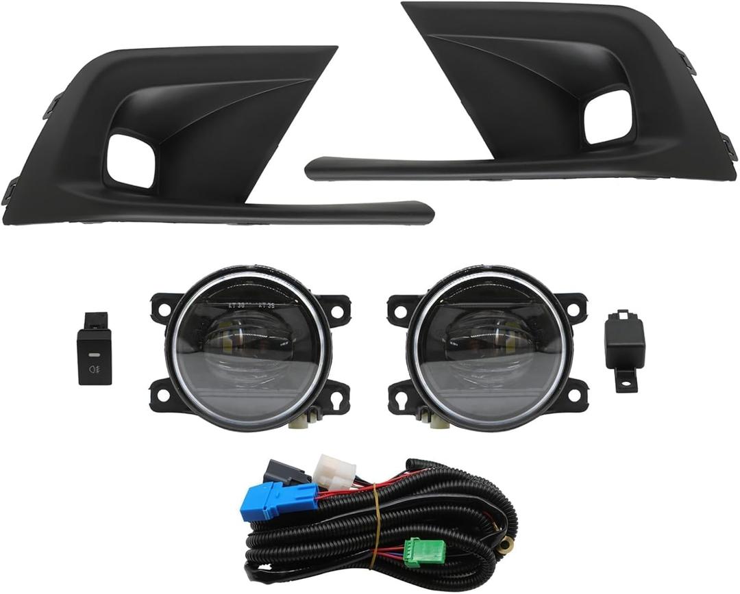 Front Bumper Fog Lights Assembly Compatible with 2022 2023 2024 Civic Pair Fog Lamps w/Wiring Switch Bezel Left & Right
