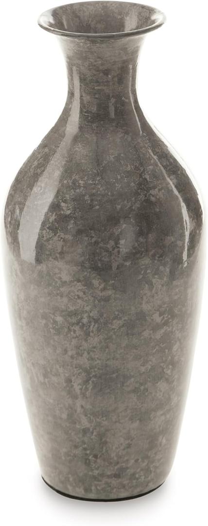 Signature Design by Ashley Brockwich Traditional 12 Inch High-Gloss Vase, Gray