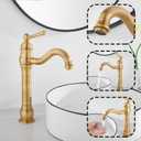 360 Swivel Antique Brass Bathroom Vessel Sink Faucet Single Handle One Hole Matching with Pop Up Drain