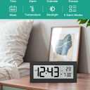 ORIA Battery Operated Digital Clock, Digital Alarm Clocks for Bedrooms with Auto Dimmer, Large LCD Display, Indoor Temp & Date, Small Desk Clock for Kids, Teens, Seniors, Batteries Included