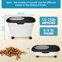 Dog Food Container, Collapsible Pet Food Storage Container 17-20 lb with Rolling Wheels & Airtight Lid, Plastic Storage Bin With Dog Food Scoop and Measuring Cups