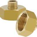 Joywayus 3/4"GHT Female x 1/4"NPT Male Brass Pipe Fittings Hex Nipple Adapter (Pack of 2)