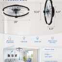 ZMISHIBO 19.7" Ceiling Fans with Lights, Low Profile Ceiling Fan and Remote, Flush Mount Ceiling Fans, Stepless Dimmable LED Light, Black Fixtures for Bedroom, Living Room