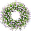 24 Inch Purple Artificial Forsythia Silk Front Door Wreath | Vibrant purple silk flower summer wreath, decor for wall, farmhouse indoor & outdoor home decoration